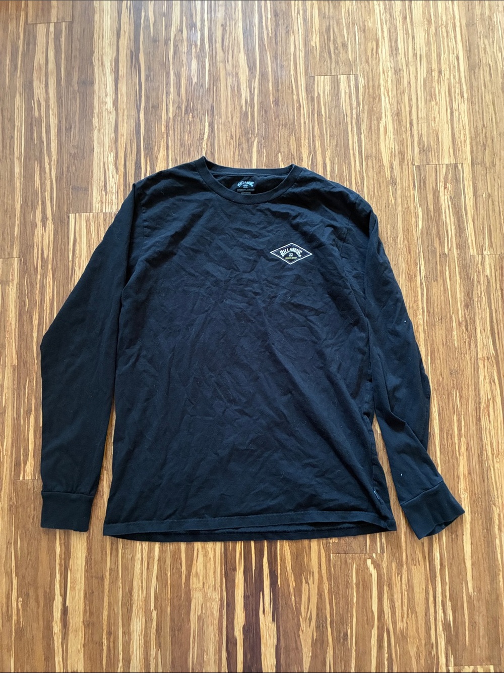 Billabong Black Long-Sleeve Crew Tee with Small Chest Patch